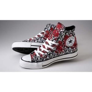 Converse Chuck skulls red flowers cool sneakers